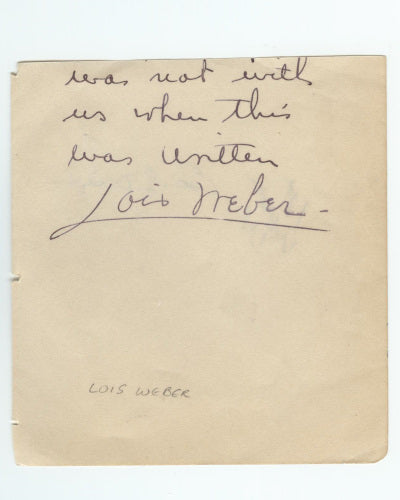 Lois Weber (Pioneering Female Silent Film Director) Autograph