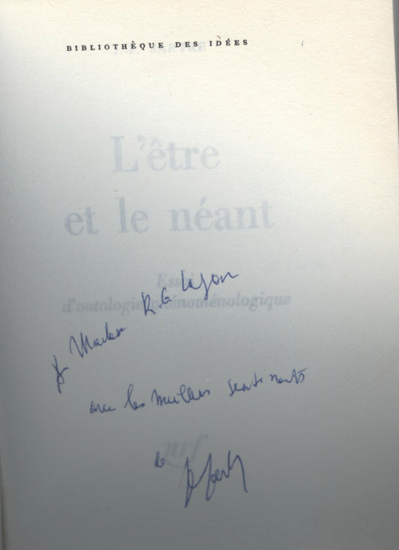 Jean-Paul Sartre Signed Being and Nothingness (L&