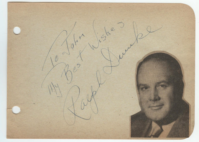 Ralph Dumke (Character Actor in Film Noir, Science Fiction; The Invasion of the Body Snatchers, 1956) Autograph