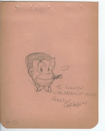 Wallace A. Carlson (Wally Carlson; Cartoonist and Film Animation Pioneer for the Essanay Studios of Chicago) Autograph and Sketch