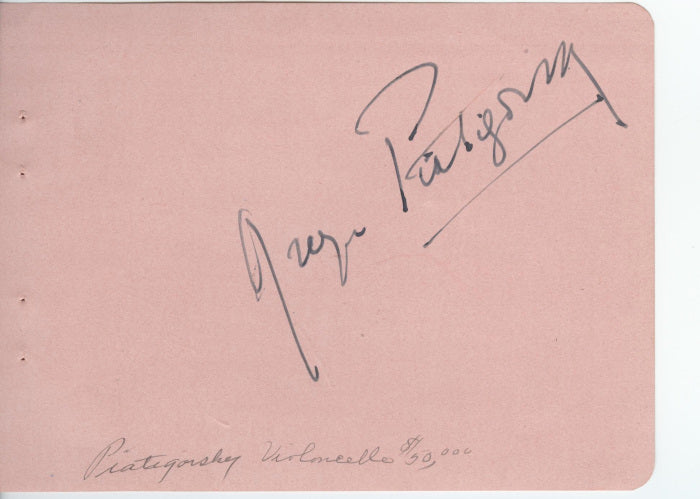 Gregor Piatigorsky Autograph