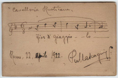 Pietro Mascagni (Opera Composer) Autographed Musical Quotation from Cavalleria Rusticana