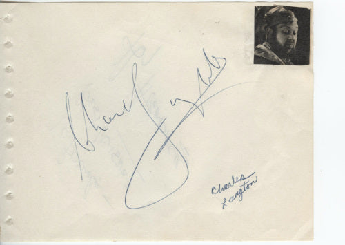 Charles Laughton Autograph (Hy Averback on the Reverse)