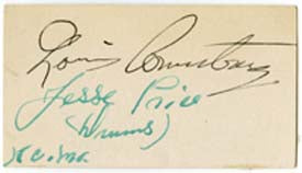 Louis Armstrong and Jesse Price Autographs