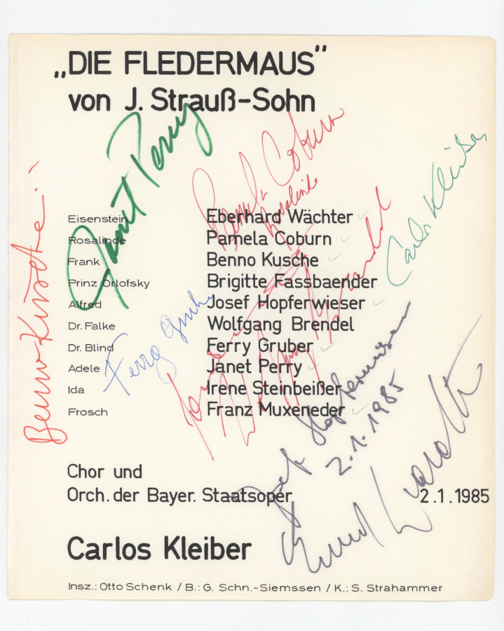 Carlos Kleiber Signed Die Fledermaus Program Page (1985)