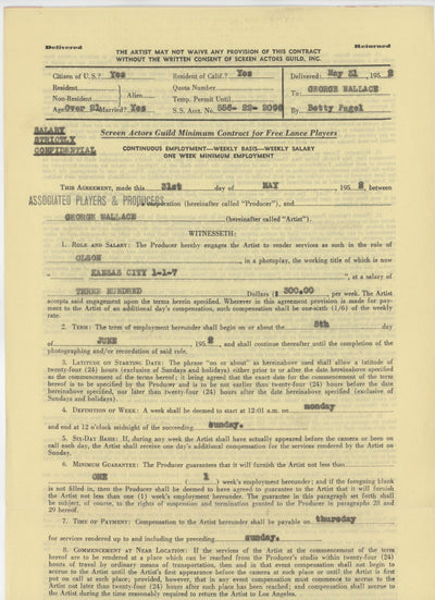 George Wallace (Science Fiction and Western Actor; Commando Cody in Radar Men from the Moon) Signed Document