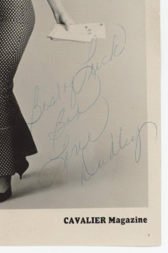 Dudley (Pinup Model and Possible Starlet; Cavalier Magazine, March 1967) Autographed Photo