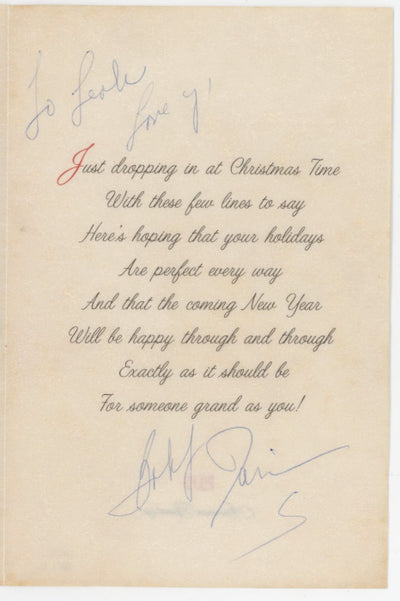 Bobby Darin Signed Christmas Card
