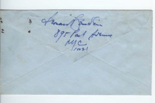 Leonard Bernstein Signed Envelope