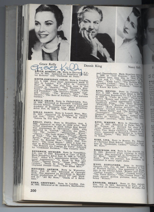 Grace Kelly, Margaret Hamilton (Wicked Witch in the Wizard of Oz), Alice Pearce (Bewitched) and Many More Autographed Book