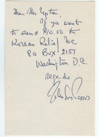 John Dos Passos Handwritten and Signed Quote from U.S.A.