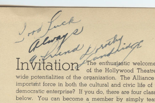 Dorothy Dandridge Autographed Program