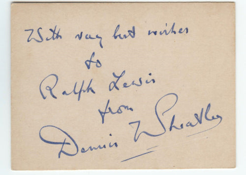Dennis Wheatley (British Author of Occult-Themed Novels; The Devil Rides Out) Autograph