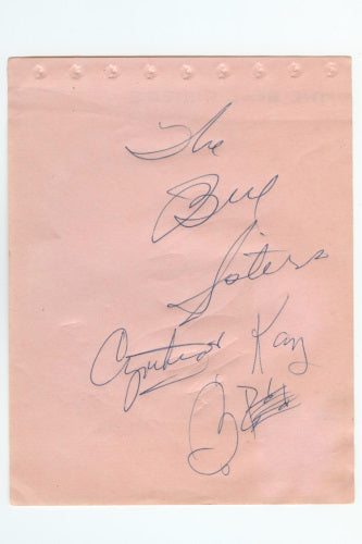 The Bell Sisters (Fifties Singing Pop Duo; Bermuda) Autograph