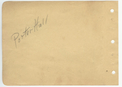 Porter Hall (Character Actor; Mr. Smith Goes to Washington, Preston Sturges Films) Autograph