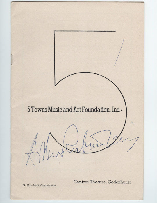 Arthur Rubinstein Signed Program
