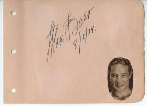 Max Baer (Boxer; Onetime Heavywweight Champion of the World) Autograph