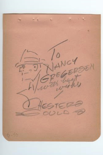 Chester Gould Autograph and Dick Tracy Sketch (1953)