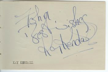 Kay Kendall (Tragic British Actress; Genevieve, Les Girls) Autograph