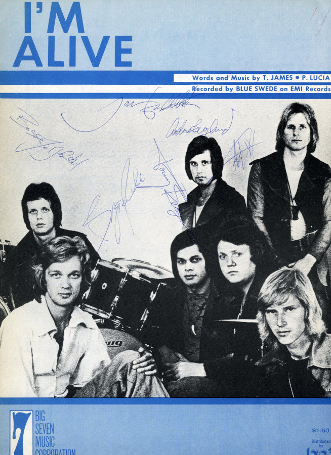 Blue Swede (Hooked on a Feeling, 1974) Autographed Sheet Music
