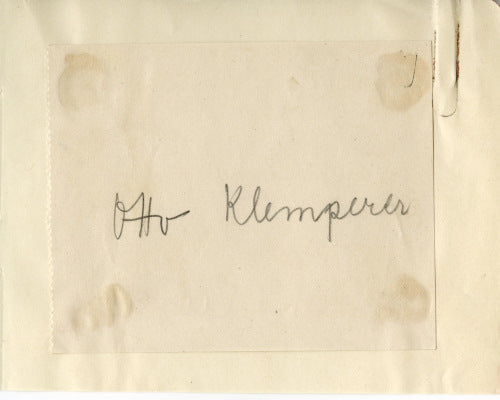 Otto Klemperer Autograph